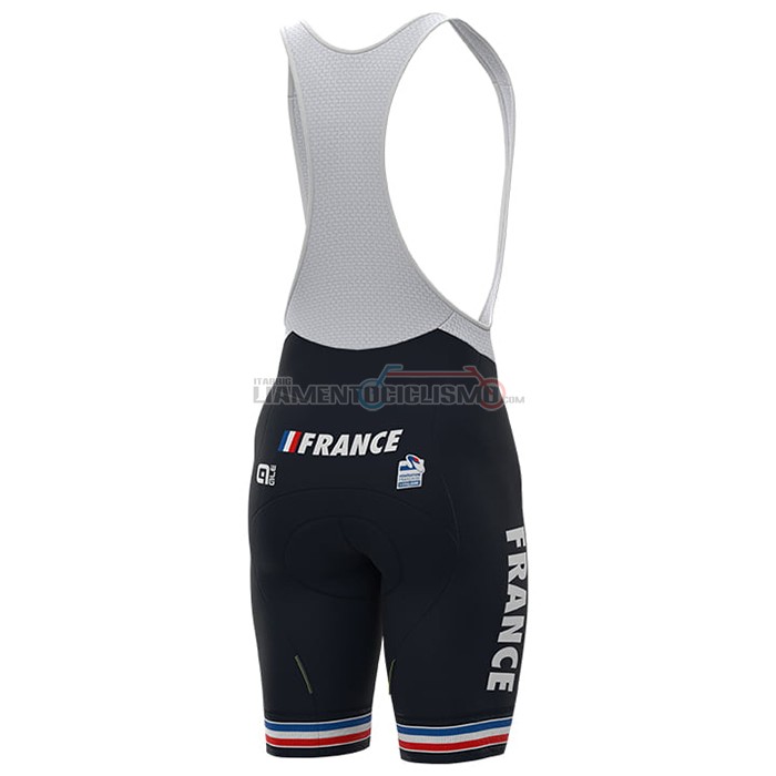 Abbigliamento Ciclismo Francia Manica Corta 2021 Spento Blu